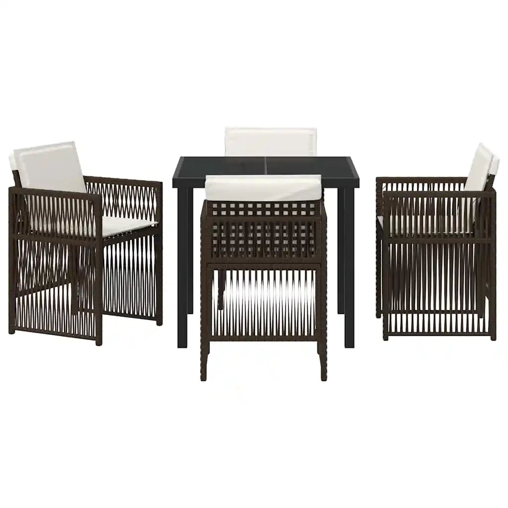 vidaXL Set da Pranzo per Giardino 5 pcs Marrone Poly Rattan