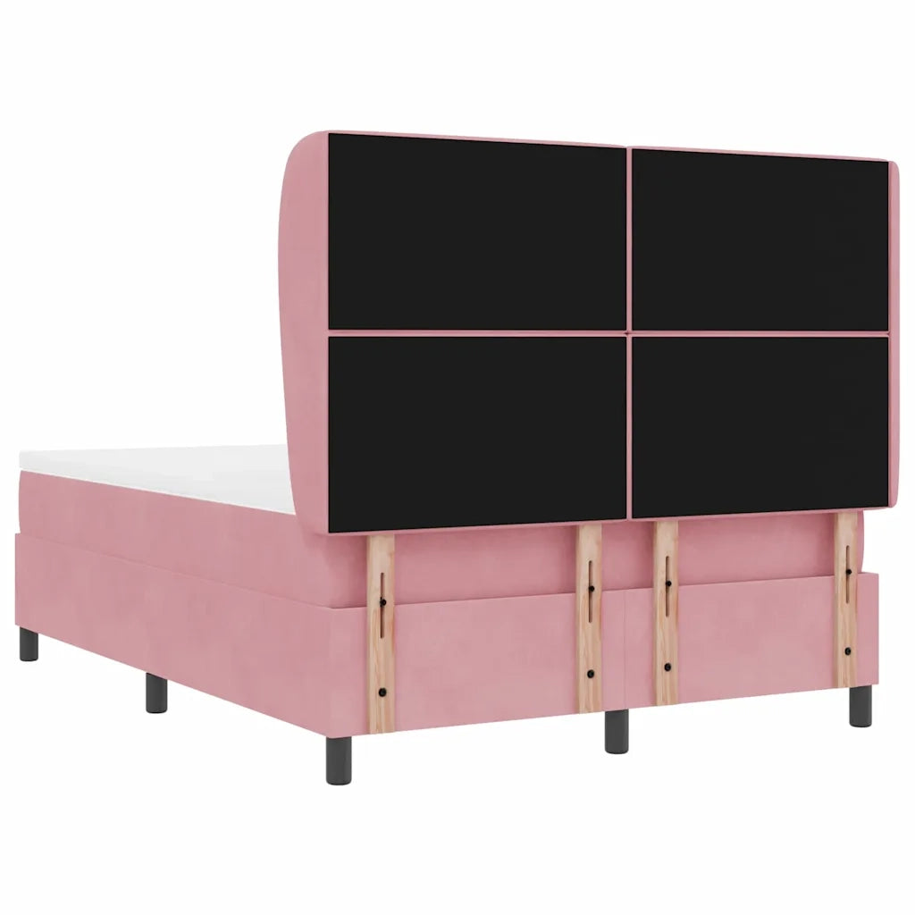 Letto a molle con materasso Rosa 200 x 160 cm Velluto 3340885