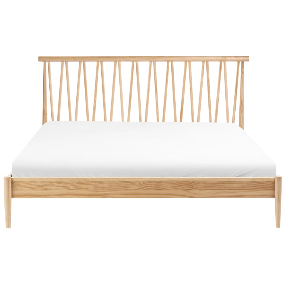 Letto matrimoniale con testiera e struttura in legno di pino con doghe 180x200cm marrone chiaro camera da letto stile moderno
