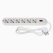 Trade Shop - Multipresa 6 Uscite Universali Spina 10a Cavo Da 1.5 Mt Bianco Ciabatta 80183n -