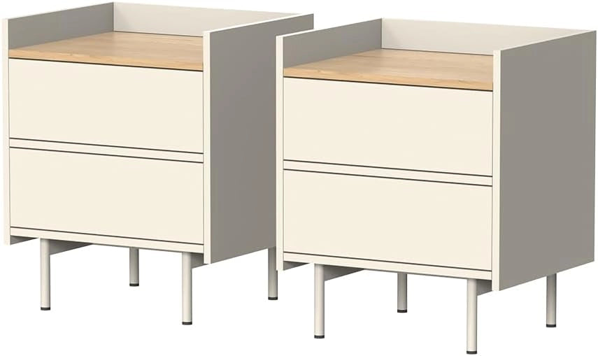 Comodino Velina, Crema, Set di 2