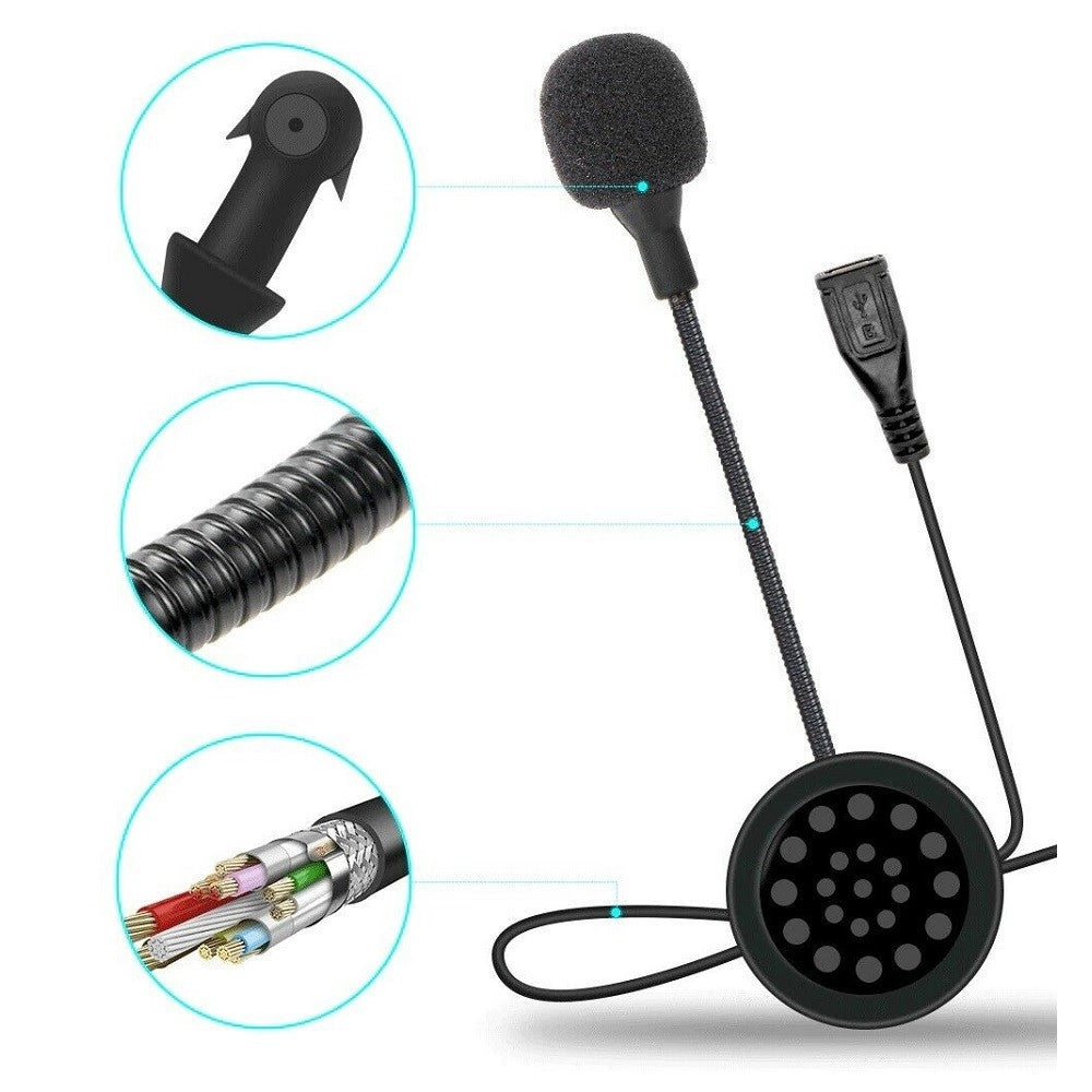 Trade Shop - Cuffie Auricolari Bluetooth Per Interno Casco Da Motocicletta Moto Con Microfono -