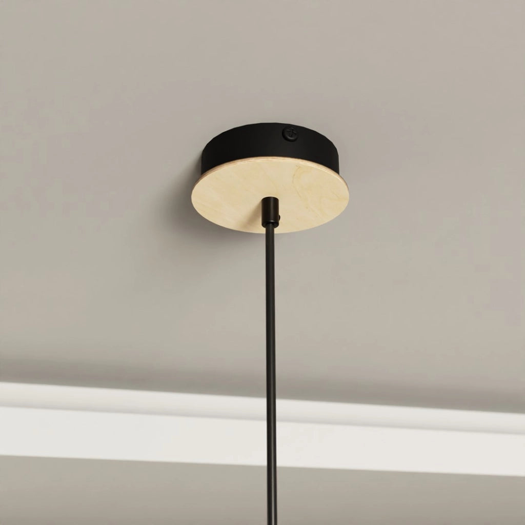 Lampada a sospensione scandinava KOBE nera legno E27 Emibig
