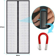 Schermo magnetico per finestre da 90 x 210 cm, tenda contro insetti per balcone, soggiorno, patio scorrevole - fissaggio con Velcro, senza foratura.