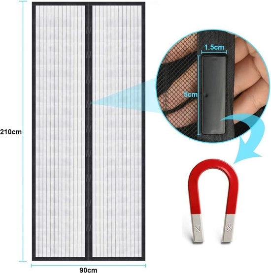 Schermo magnetico per finestre da 90 x 210 cm, tenda contro insetti per balcone, soggiorno, patio scorrevole - fissaggio con Velcro, senza foratura.