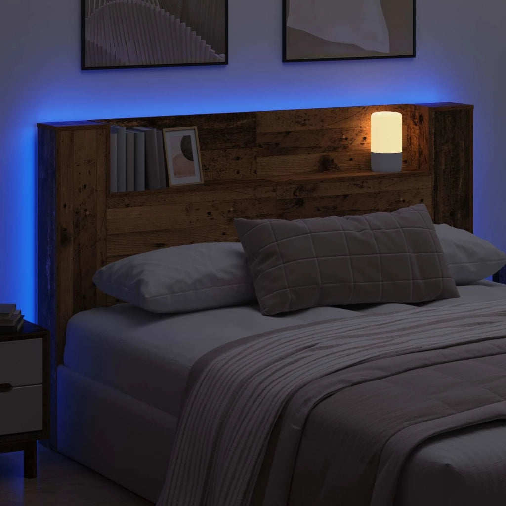 Testiera di stoccaggio con LED Legno antico 160 cm 8009446