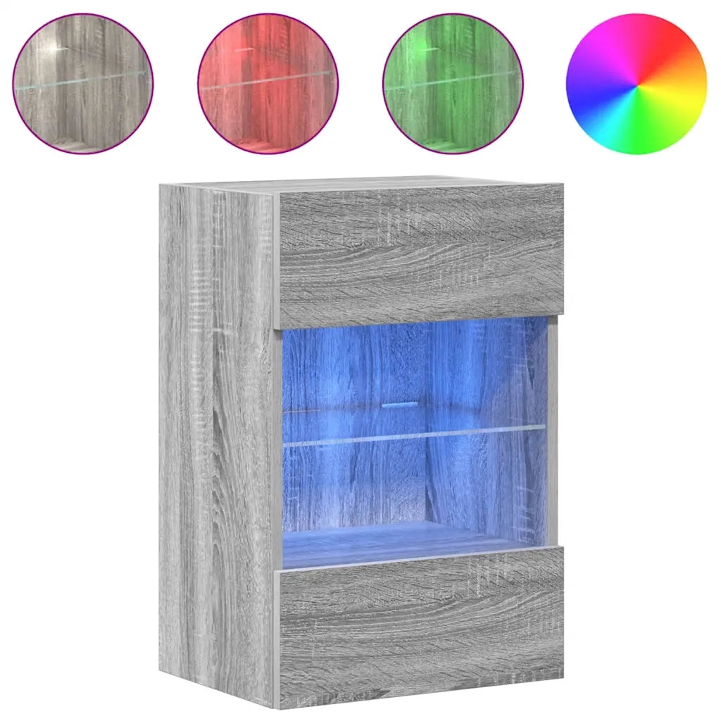Mobili da parete con luci LED per TV 2pz-Credenza per TV Grigio Sonoma 40x30x60,5 cm