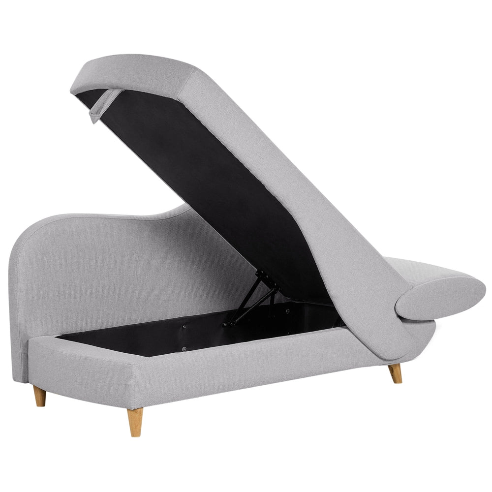 Chaise Longue in tessuto grigio chiaro lato destro con contenitore stile moderno soggiorno