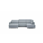 Divano angolare convertibile BERTHO 306 cm blu grigio - Angolo sinistro con contenitore