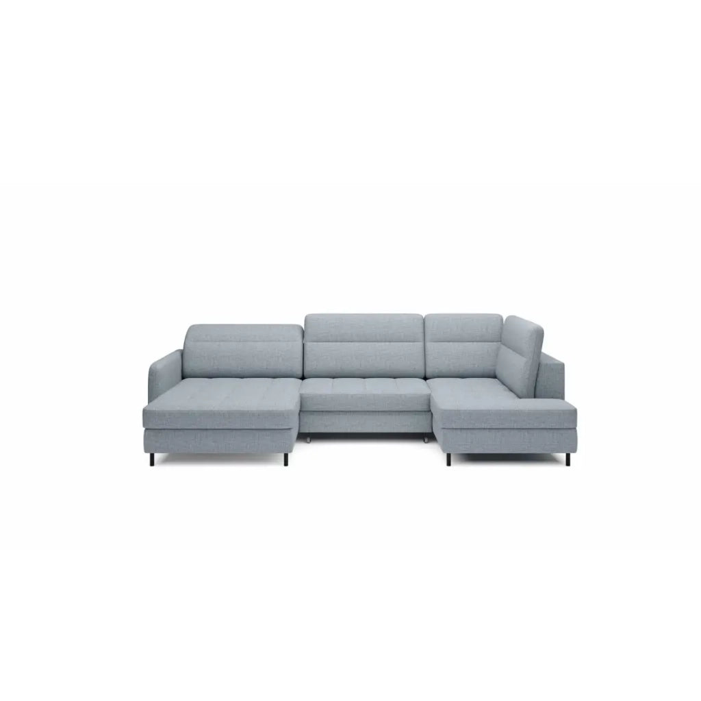 Divano angolare convertibile BERTHO 306 cm blu grigio - Angolo sinistro con contenitore