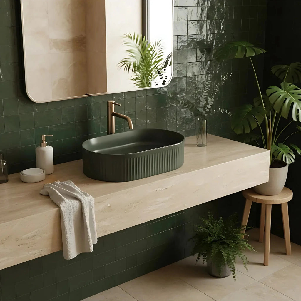 Lavabo Da Appoggio Rea Vanda Olive Matt