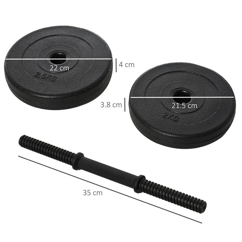 SET DI 2 MANUBRI CON 8 DISCHI PESI PER BODY BUILDING DA 20 KG