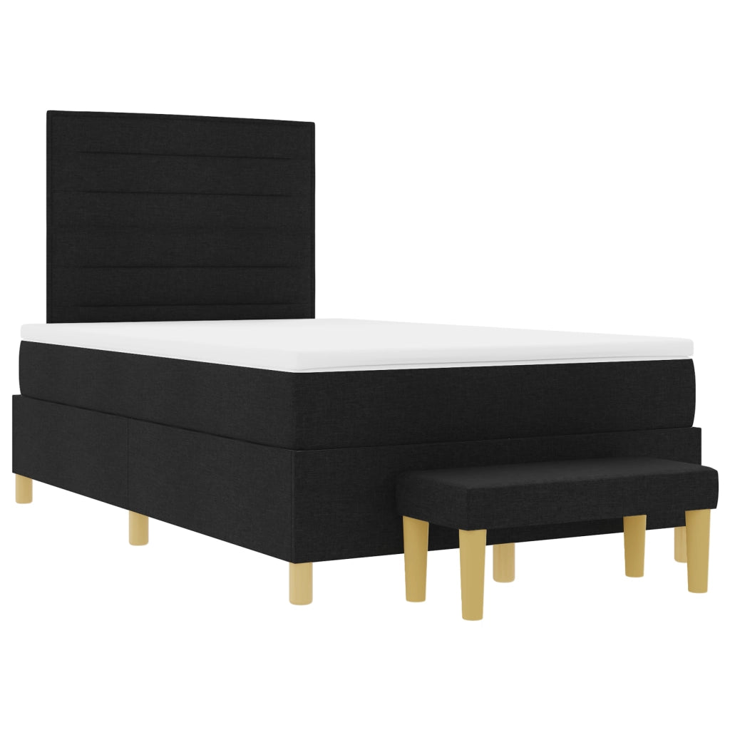 Letto a Molle con Materasso e Panchina Nero 120x190 cm Tessuto
