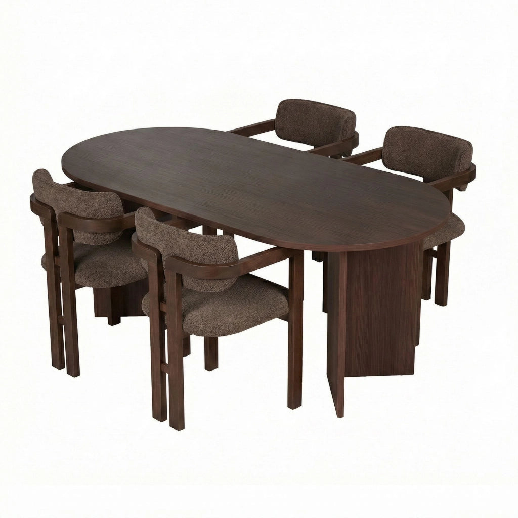 Set di tavolo e sedie in legno Meridia 4" (5 pezzi) - 180 x 90 x 75 cm - Marrone