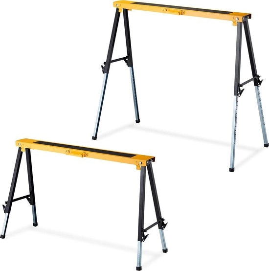 Set di sostegno pieghevole a 2 manubri regolabile in altezza - capacità di carico 150 kg - nero/arancione