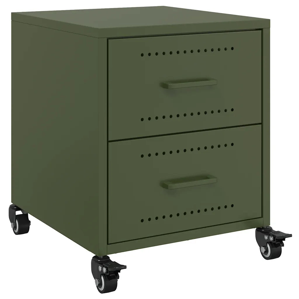 Comodini 2 pz-Set di 2 Tavolino da notte Verde Oliva 36x39x43,5 cm in Acciaio 757920