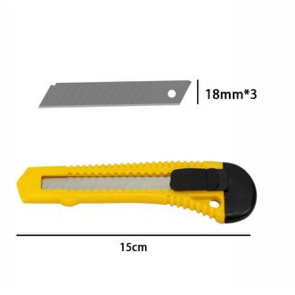 Trade Shop - Taglierino Cutter Professionale 15 Cm Con Fermo Blocco Guida Lame Da 18 Mm 71075 -