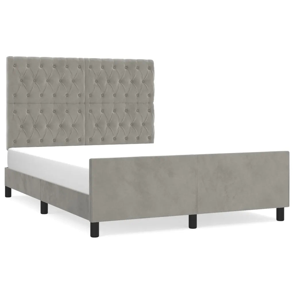 Giroletto con Testiera Grigio Chiaro 140x200 cm in Velluto cod mxl 60600