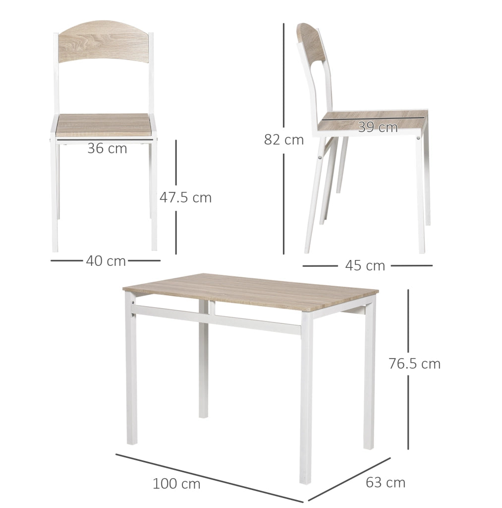 Set da pranzo 5 pezzi 100 x 63 x 76,5 cm in MDF grigio chiaro e bianco