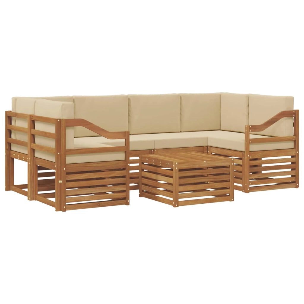 Set di divani da esterno con cuscino 7 pcs Naturale e Beige 3374468