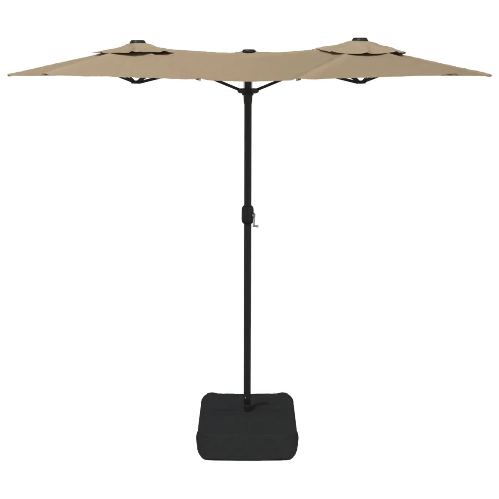 Ombrellone a Doppia Testa con LED Tortora 316x145 cm 362972