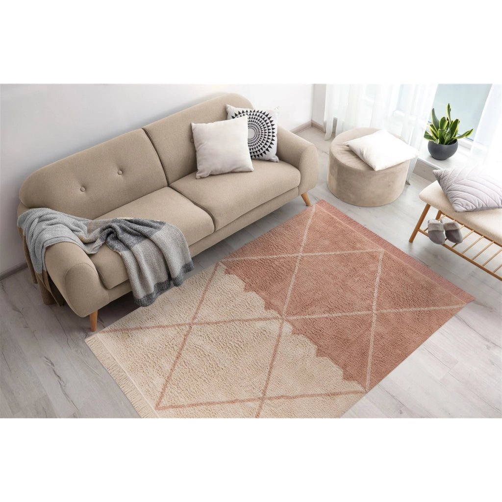 Tappeto in Cotone Mylen 225 Crema e Rosa Antico