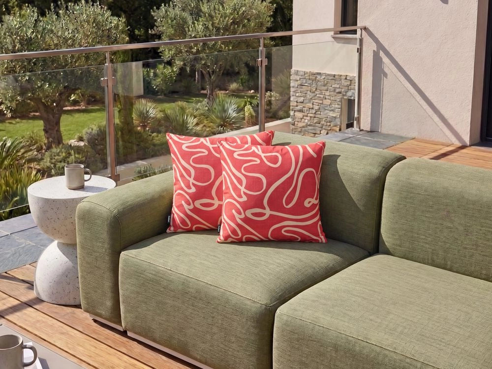 Set di 3 cuscini decorativi da esterno Motivo astratto rossa stile moderno