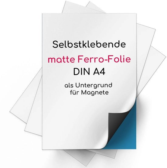 Set di 3 ferrofolie DIN A4 autofissanti Magstick I Ferrofolie verniciata bianca, DIY I Base adesiva flessibile per forti magneti I mag006