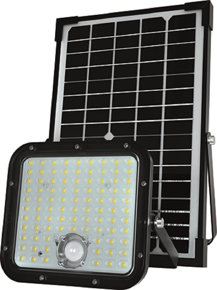 Vigor 3478547 CUBO-30 Proiettore LED con Pannello Solare 30W 4800lm Batteria Litio Sensore Crepuscolare e Movimento IP70 colore Nero