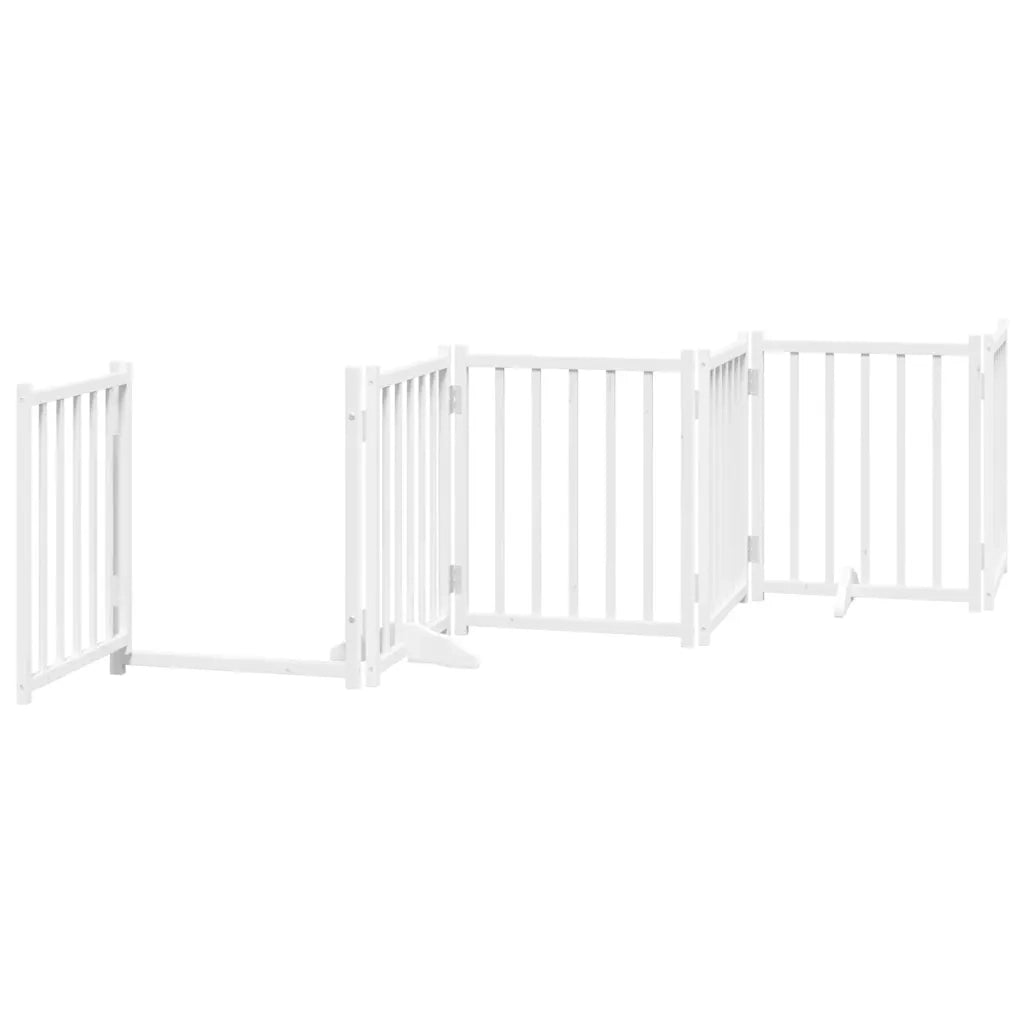 vidaXL Cancello Cani Porta Pieghevole Bianco 15 Pannelli 750 cm Pioppo