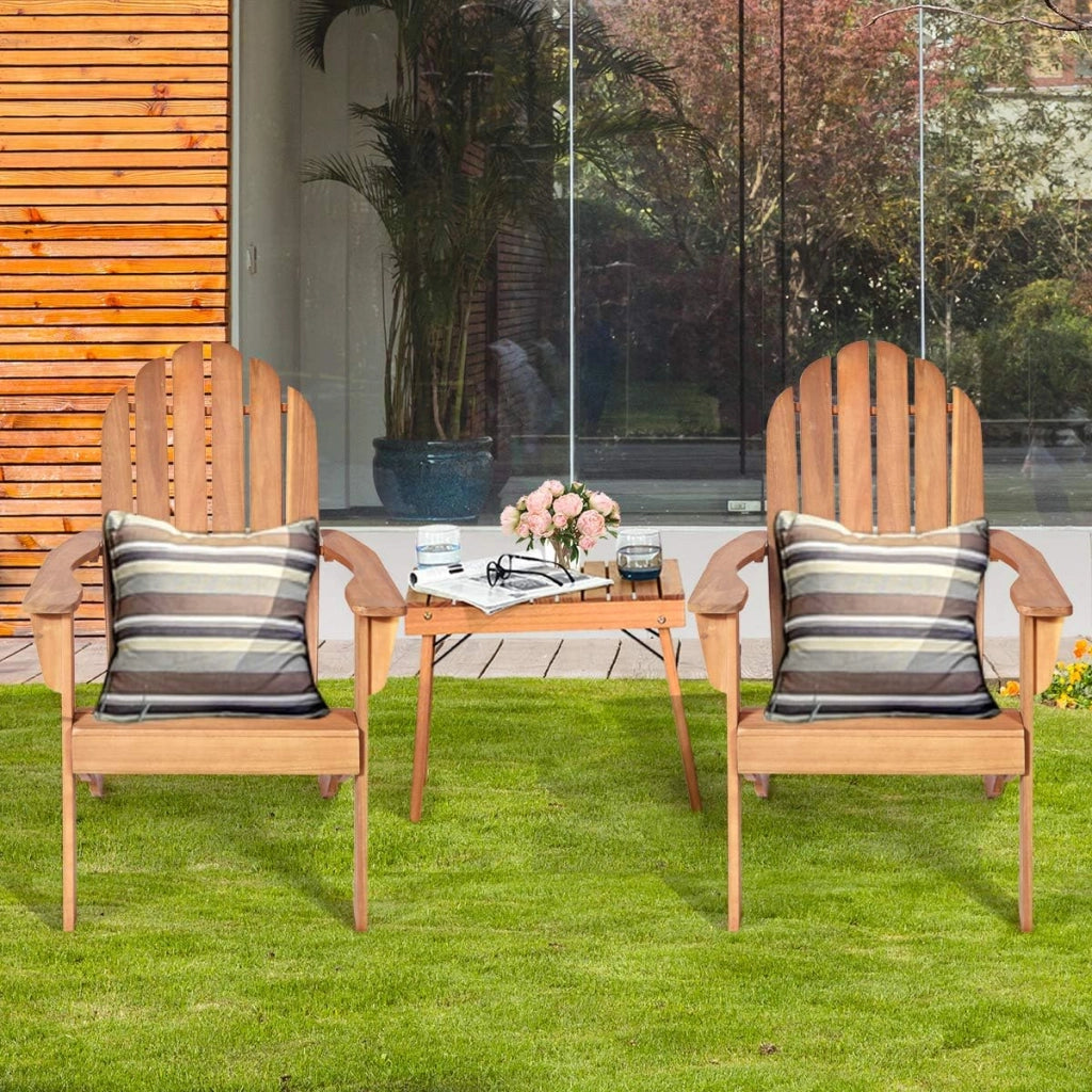 Adirondack - Sedia da giardino in legno di acacia con schienale e braccioli, ergonomica, in legno, fino a 160 kg, per balcone, giardino, spiaggia (naturale)