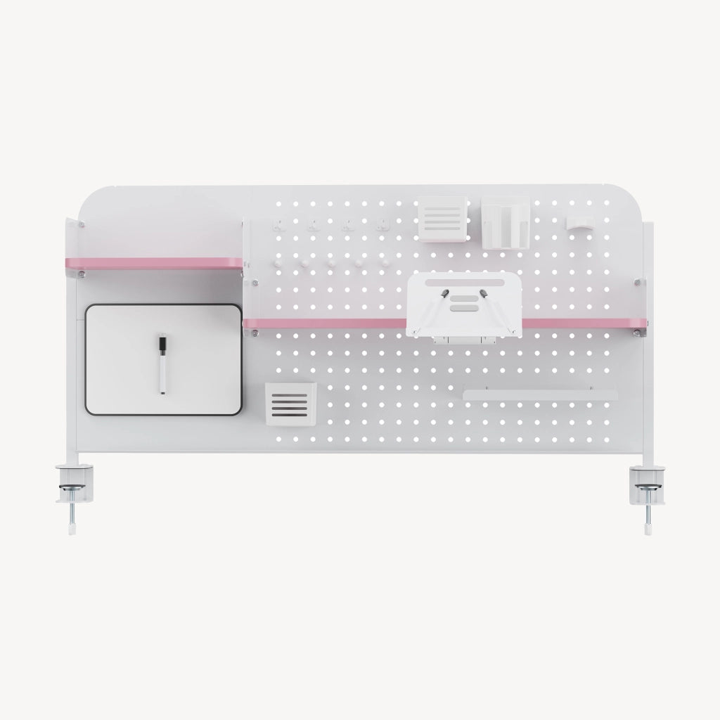 Organizzatore Sauda Pannello Forato da Scrivania con Morsetti 114x68 cm - Bianco/Rosa [en.casa]