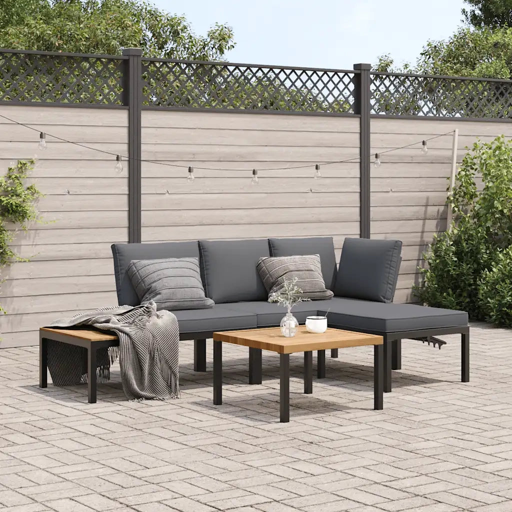 Set Divani da Giardino 4 pz con Cuscini in Alluminio Nero 3283679