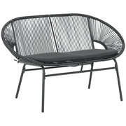 Divano da Giardino 2 Posti in Rattan PE ¨C zephmum ¨C 132x72x83 cm, Nero
