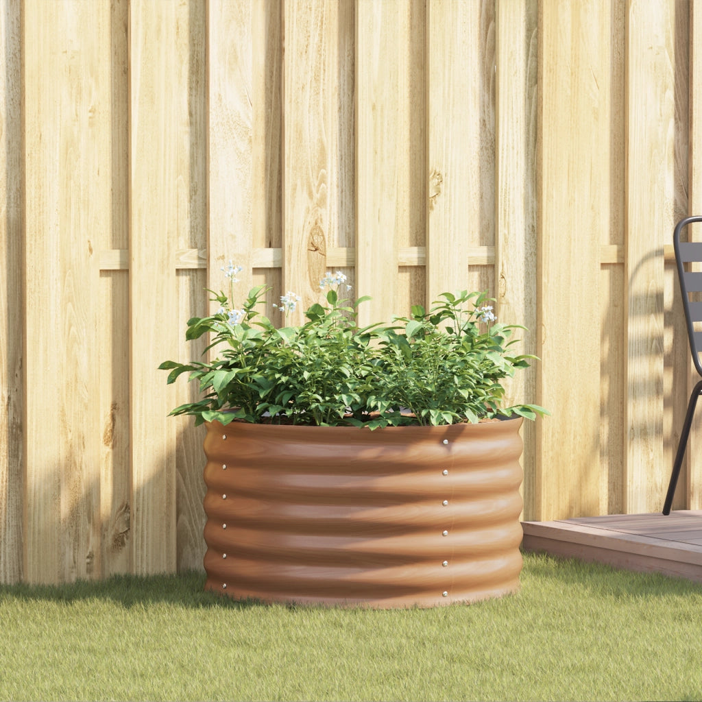 Letto da Giardino Rialzato Marrone con Effetto Legno 80x80x44 cm in Acciaio