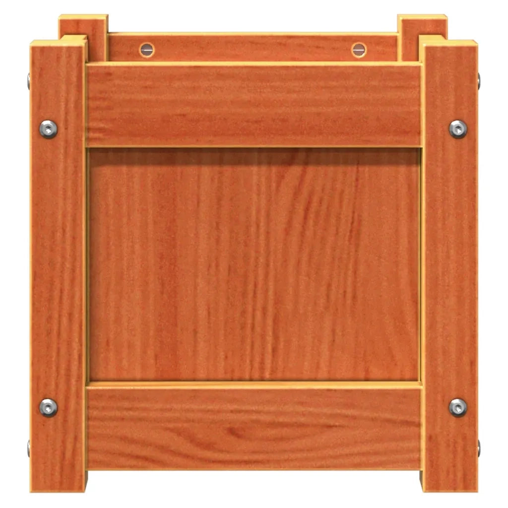 Fioriera Giardino-Vaso da Esterno-Contenitore per Piante Marrone Cera 31x31x31 cm Legno Massello Pino