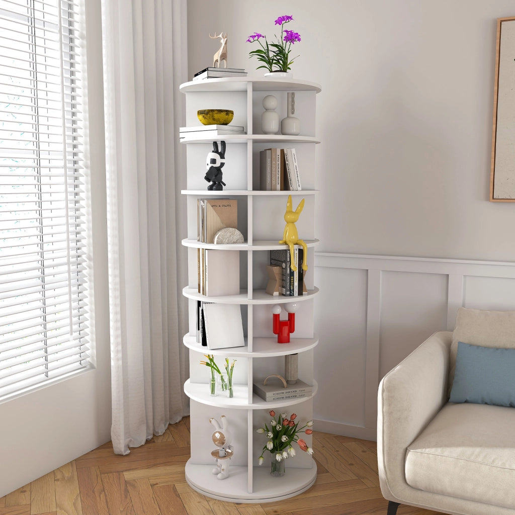 SCARPIERA girevole a 7 livelli 65x65x21.5 cm PVC bianco
