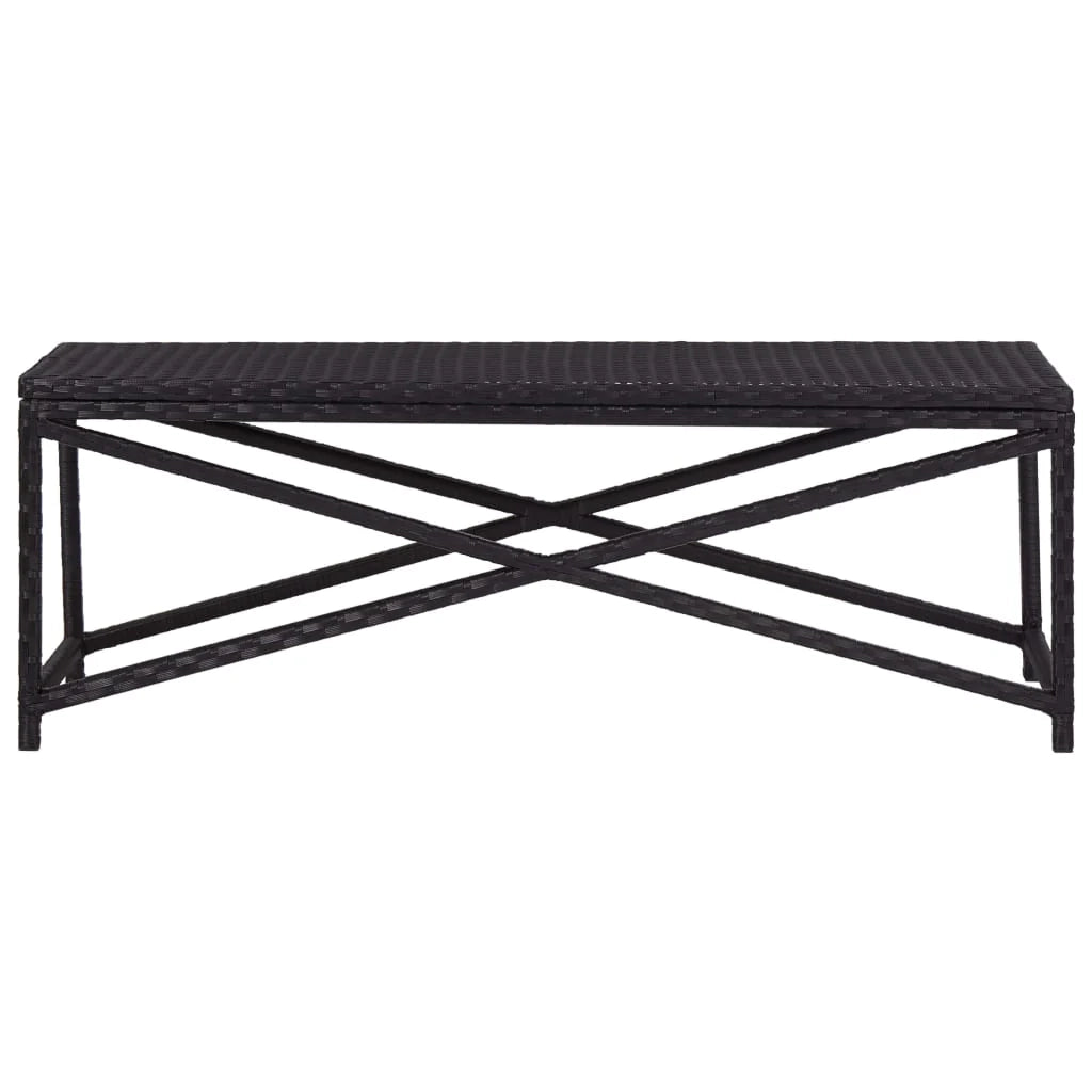 Panca da giardino arredo da esterno terrazza 120 x 40 x 43 cm resina intrecciata nera 02_0011209