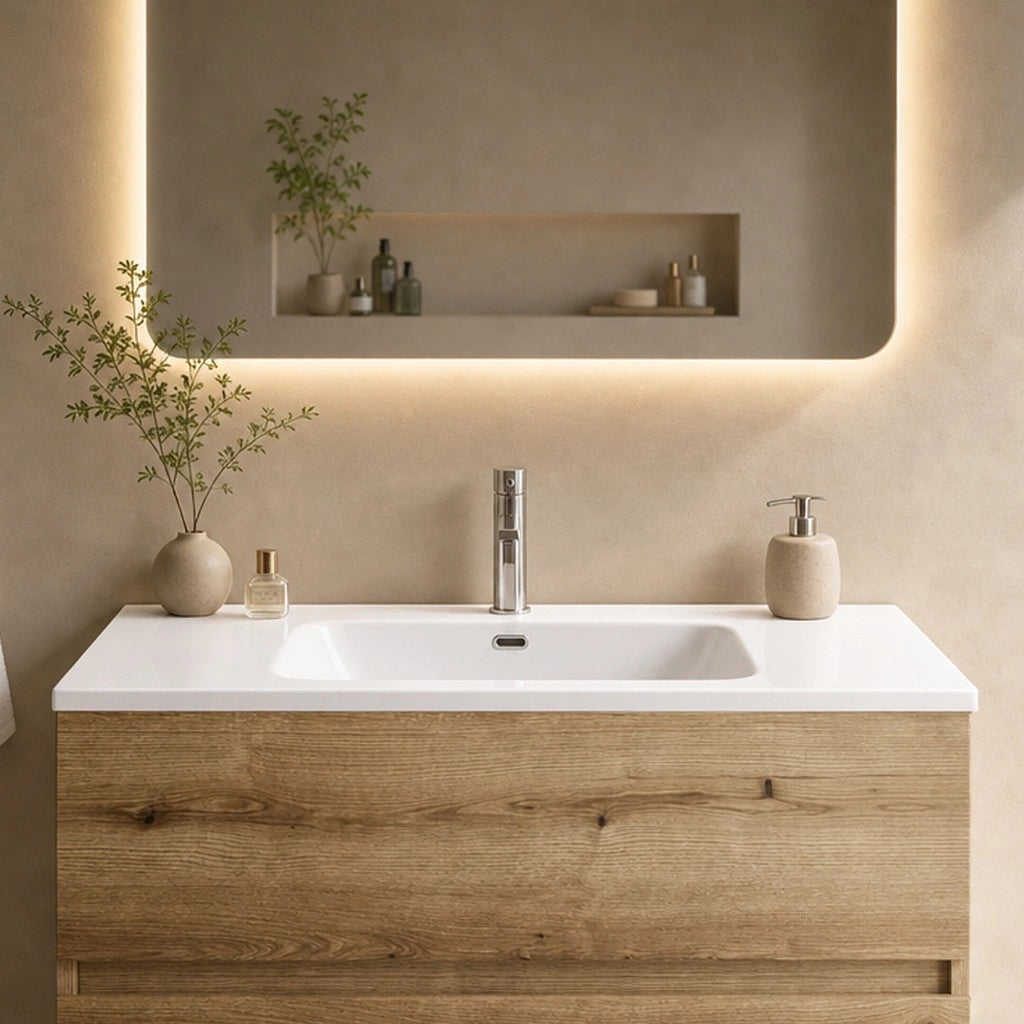 Lavabo consolle da appoggio LAV9080ES in ceramica 1 vasca 81x36.5 cm. bianco lucido
