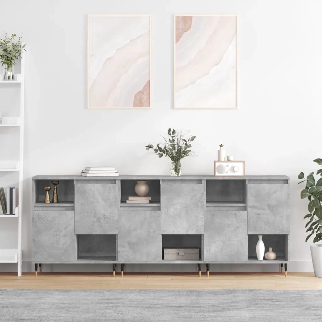 Credenze 3 pz Grigio Cemento in Legno Multistrato 3190145