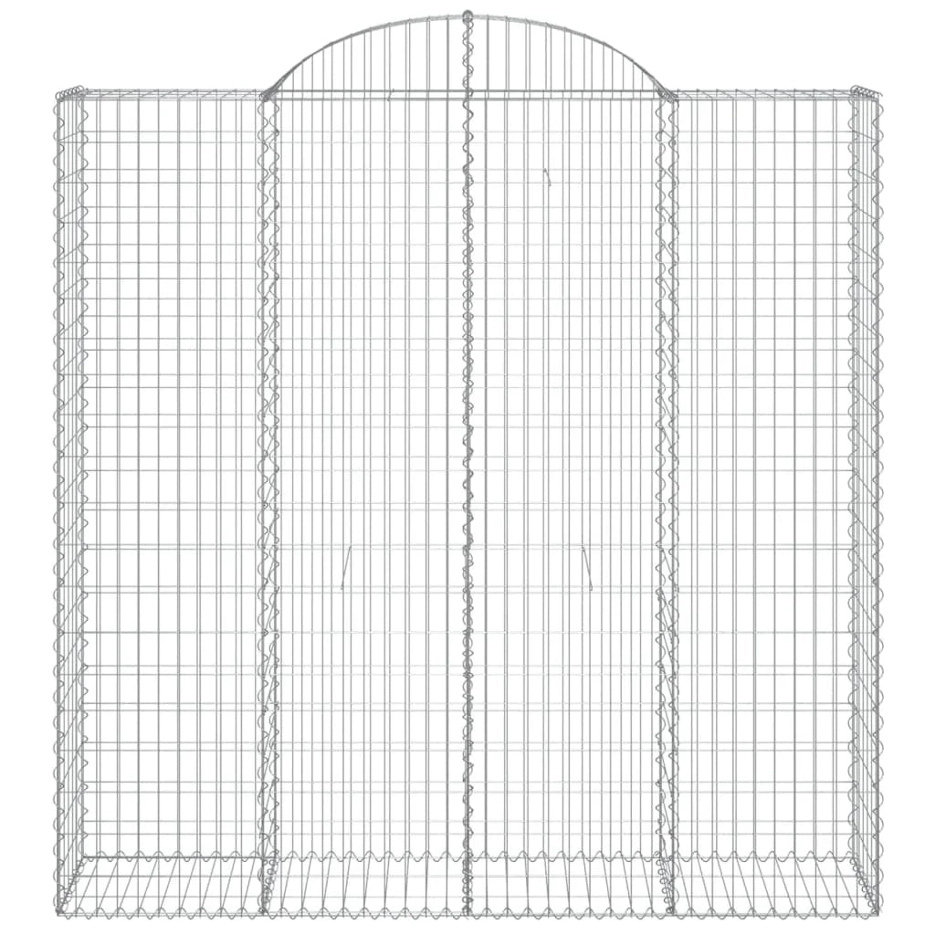 Cesto gabbione recinzione a gabbia muro di contenimento ad arco 200 x 50 x 200/220 cm ferro zincato argento 02_0040036