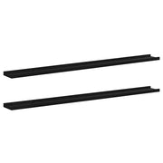 2 pz Mensole da Parete | Scaffali a Parete | Ripiano a parete Nere 115x9x3 cm