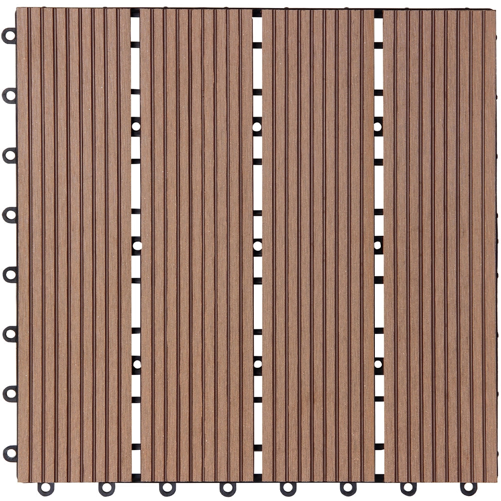 Kit 11 Mattonelle a Incastro per Terrazzo Piastrelle pavimenti 30x30cm in WPC Antiscivolo