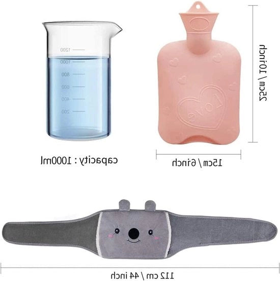 Bottiglia di acqua calda in gomma con cinturino morbido - bottiglia di acqua calda per collo e spalle - schiena, gambe - bambini, adulti, anziani