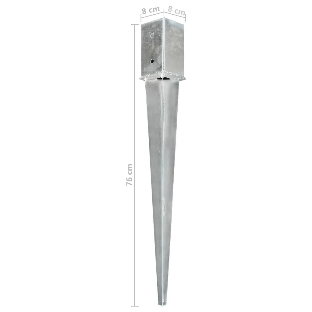 Picchetti di Terra 2 pz Argento 8x8x76 cm in Acciaio Zincato cod mxl 68586