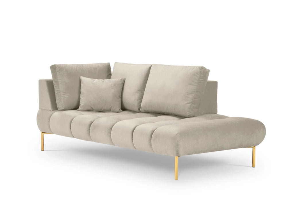 Cosmopolitan Design - Chaise longue destra "Hastings" 2 posti in velluto beige 
