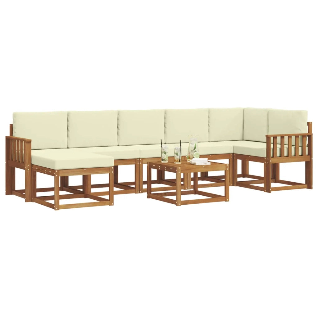 Set di divani da esterno con cuscino 8 pcs Naturale e Crema 3366738