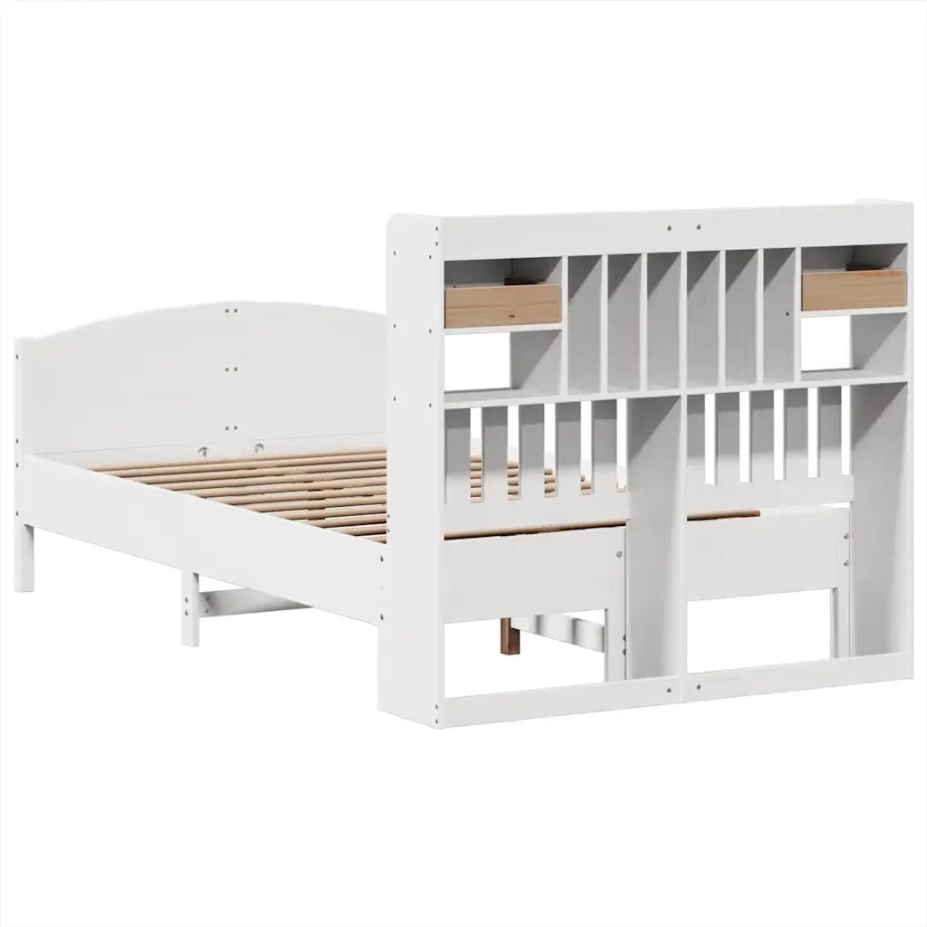 Letto Libreria senza Materasso Bianco 135x190 cm Legno di Pino 3323153
