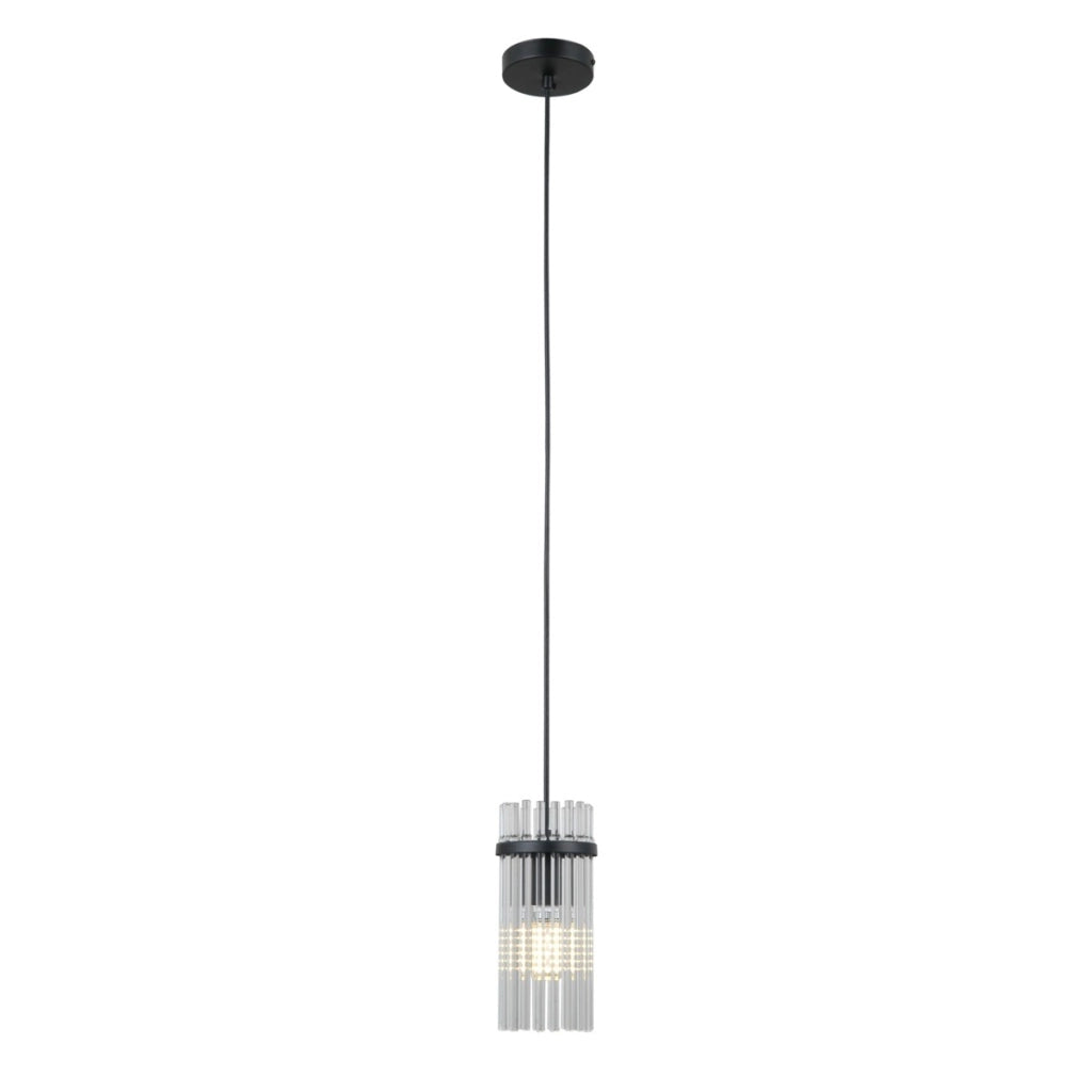 Lampada a sospensione Merto 1 luce nera vetro E14 Italux