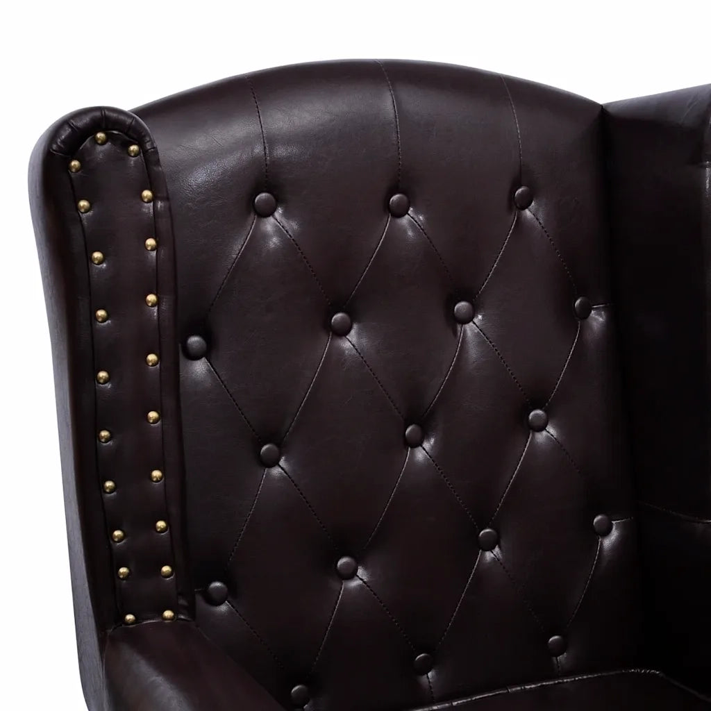 Poltrona con Poggiapiedi Marrone Scuro in Similpelle 60784